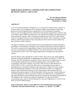 Post-Conflict Reconstruction in Kosovo: A Case Study of