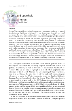 Sport and apartheid - Wiley Online Library
