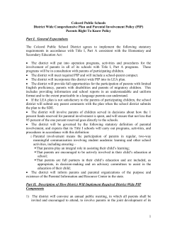 Title I, Parental Involvement Policy