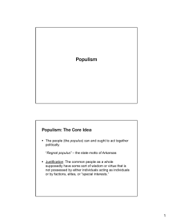Populism - Initial Set Up