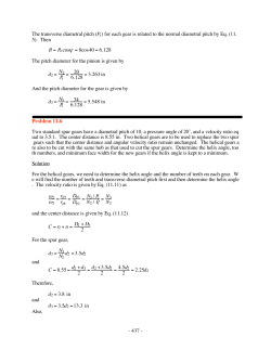 - 437 - The transverse diametral pitch (Pt) for each gear is related to