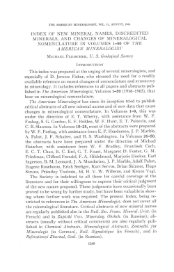 index of new mineral names, discredited minerals, and