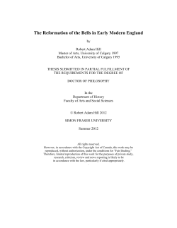 The Reformation of the Bells in Early Modern England