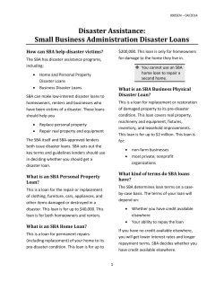 Disaster Assistance: Small Business Administration Disaster Loans