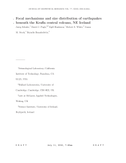Focal mechanisms and size distribution of earthquakes beneath the