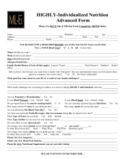 HIGHLY-Individualized Nutrition Advanced Form