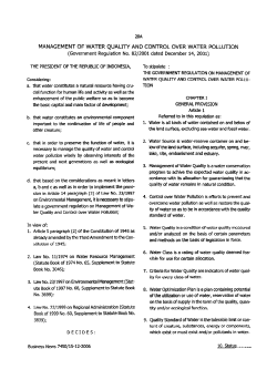 management of water quality and control over water pollution
