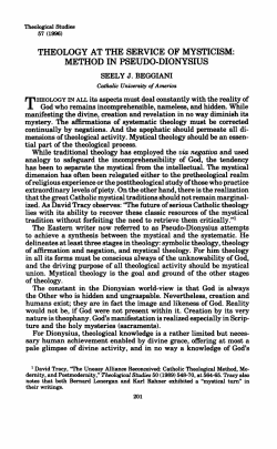 theology at the service of mysticism: method in pseudo