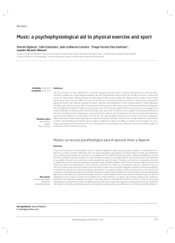 Music: a psychophysiological aid to physical exercise and sport