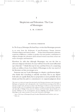 Skepticism and Toleration: The Case of Montaigne
