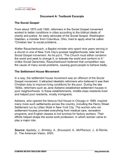 Document A: Textbook Excerpts The Social Gospel From about