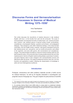Discourse Forms and Vernacularisation Processes in