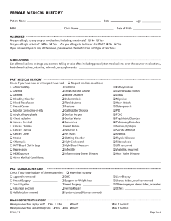 Medical History Form - Female Client