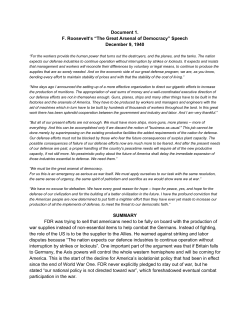 Document 1. F. Roosevelt`s &ldquo;The Great Arsenal of