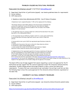 FRANKLIN COLLEGE MULTICULTURAL PROCEDURE: Please