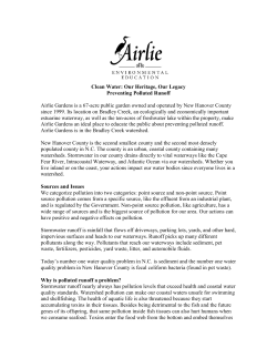 Clean Water: Our Heritage, Our Legacy Preventing Polluted Runoff