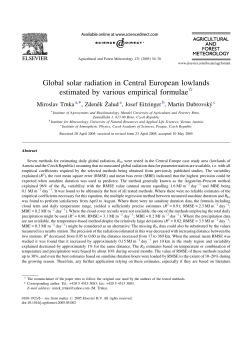 Global solar radiation in Central European lowlands estimated by