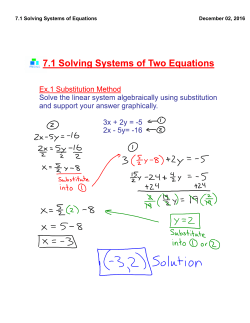 7.1 Solving Systems of Equations