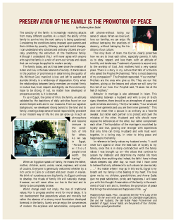 Preservation of the Family Is Promotion of Peace