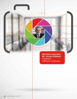 Executive Interview— DR. ALLAN BURMAN, President, Jefferson