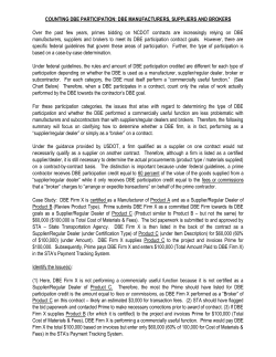 COUNTING DBE PARTICIPATION: DBE MANUFACTURERS