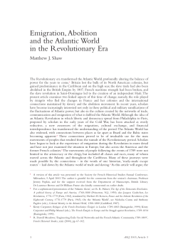 Emigration,Abolition and the Atlantic World in
