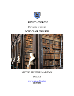 school of english - Trinity College Dublin