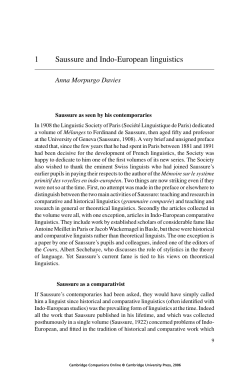 1 Saussure and Indo-European linguistics