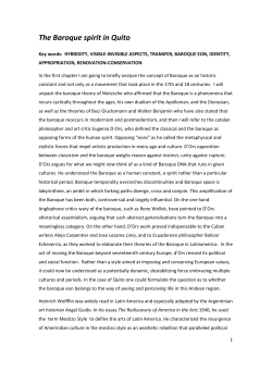 The Baroque spirit in Quito - Graduate School of the Humanities (GSH)