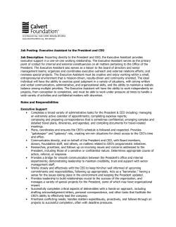 Job Posting: Executive Assistant to the President and CEO Job