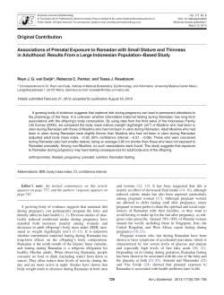 Associations of Prenatal Exposure to Ramadan with Small Stature