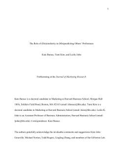 1 The Role of (Dis)similarity in (Mis)predicting Others` Preferences
