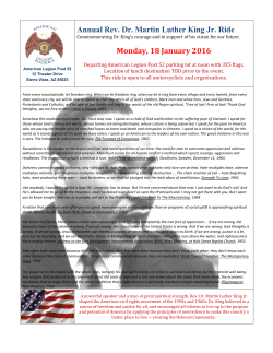 Annual Rev. Dr. Martin Luther King Jr. Ride Monday, 18 January 2016