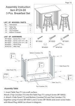 Assembly Instruction Item #124-9X 3 Pcs. Breakfast Set