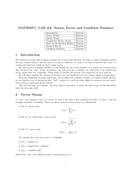 MATH2071: LAB #2: Norms, Errors and Condition Numbers 1