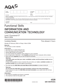 Functional ICT Question paper Level 2 March 2016