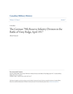 The German 79th Reserve Infantry Division in the Battle of Vimy