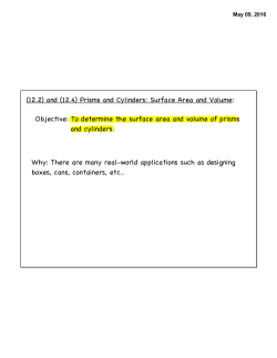 (12.2) and (12.4) Prisms and Cylinders: Surface Area and Volume