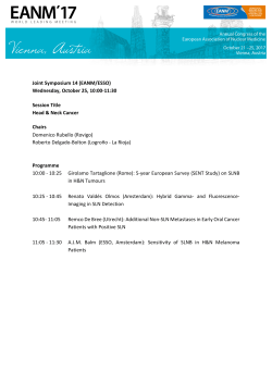 Joint Symposium 14 (EANM/ESSO) Wednesday, October 25, 10:00