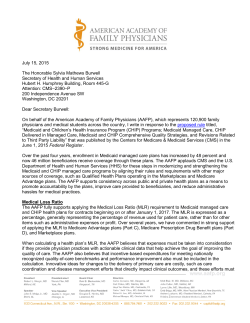 AAFP Letter to HHS on Proposed Medicaid and CHIP Managed