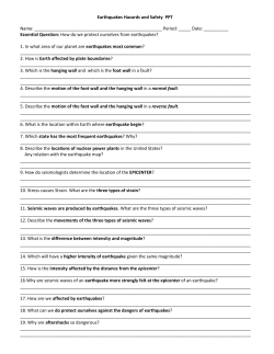 Earthquakes Hazards and Safety PPT Name