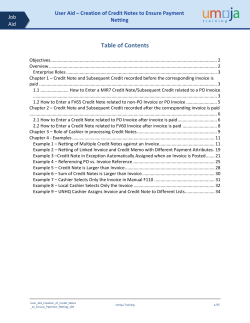 Credit Note and Subsequent Credit recorded before the