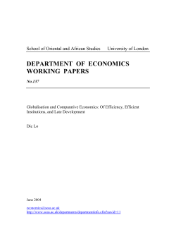 NEW COMPARATIVE ECONOMICS - SOAS University of London
