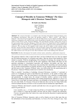 Concept of Morality in Tennessee Williams` The Glass