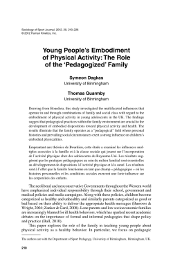 Young People`s Embodiment of Physical Activity: The Role of the