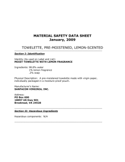 TOWELETTE, PRE-MOISTENED, LEMON-SCENTED