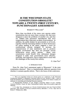 Is the Wisconsin State Constitution Obsolete? Toward a