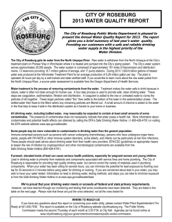 CITY OF ROSEBURG 2013 WATER QUALITY REPORT