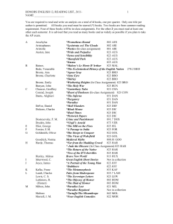 ENGLISH 12, READING LIST