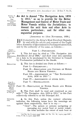 The Navigation Acts, 1876 to 1911
